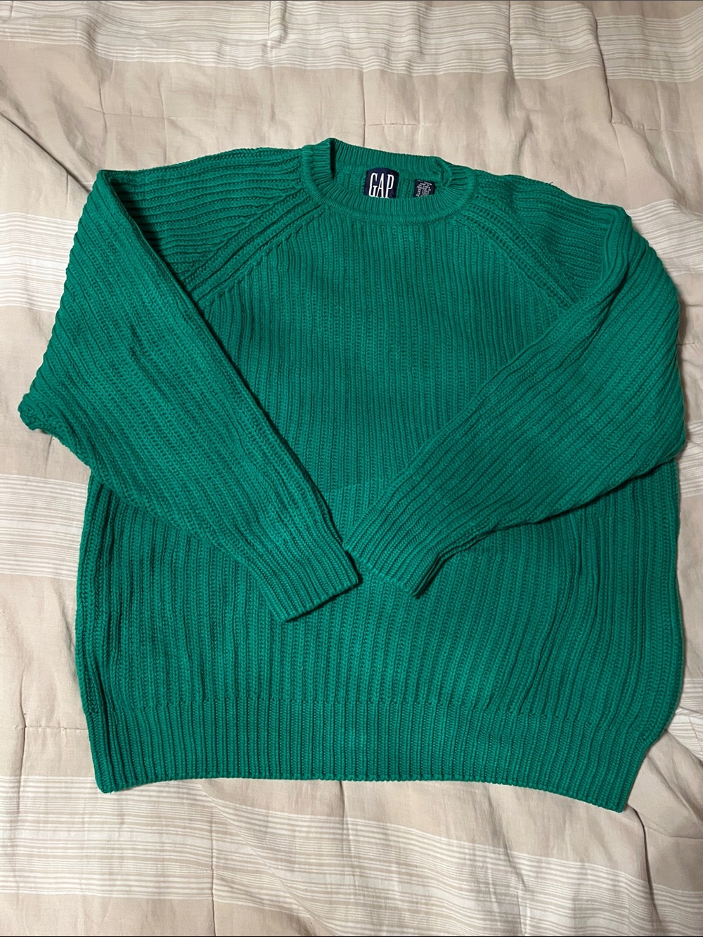 GAP Women’s Emerald Ribbed Crewneck 100% Cotton Sweater